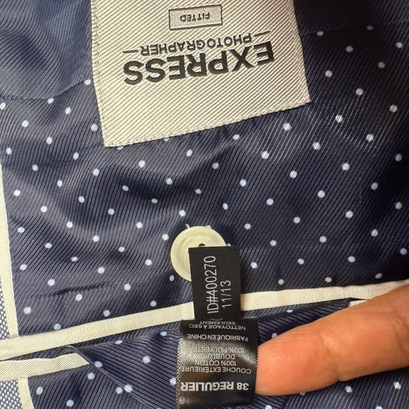 EXPRESS Mens Grey SLIM FIT STRETCH Sport Coat Blazer Jacket SIZE 38. - Picture 10 of 11